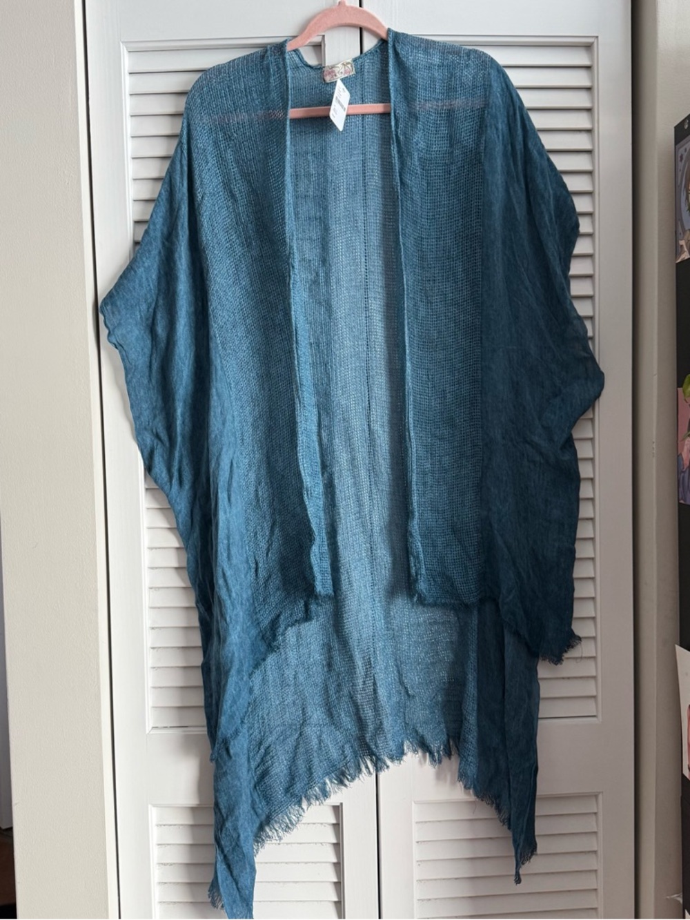 Free People Lightweight Blue Open-Front Shawl Cardigan